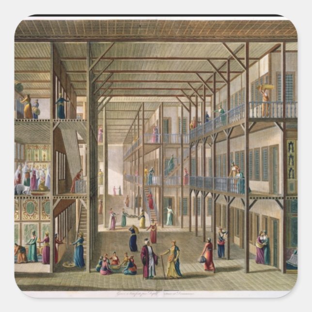 Interior of the Harem of the Great Lord of Constan Square Sticker (Front)