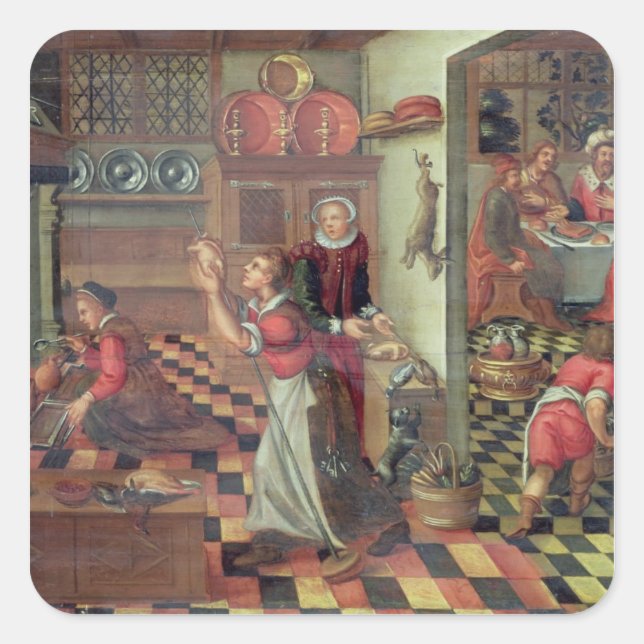 Interior of the Kitchen, the Supper at Emmaus Square Sticker (Front)