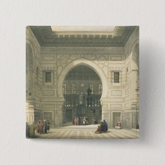 Interior of the Mosque of Sultan Hasan, Cairo, fro Button (Front)