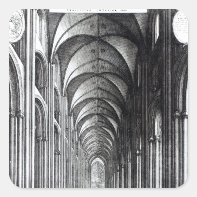 Interior of the Nave of St. Paul's, 1658 Square Sticker (Front)