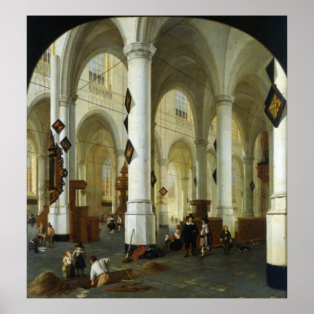 Interior of the Oude Kerk in Delft Poster (Front)
