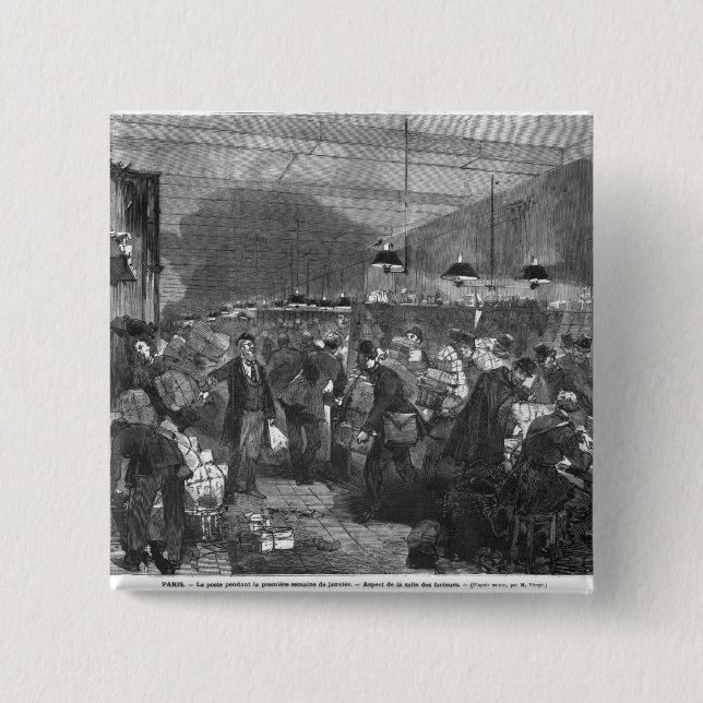 Interior of the Paris post office Pinback Button (Front)