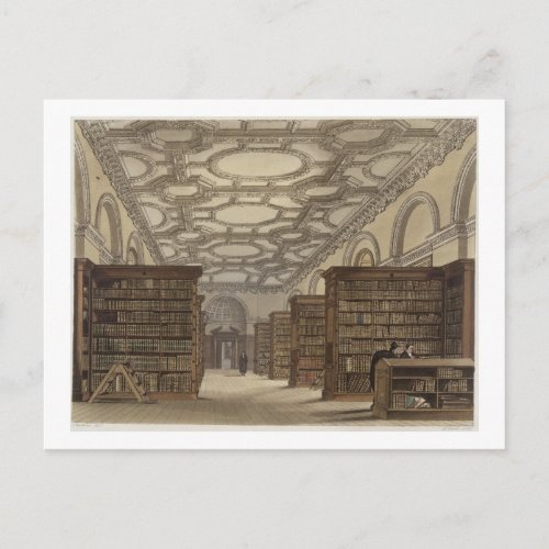 Interior of the Public Library Cambridge from T Postcard