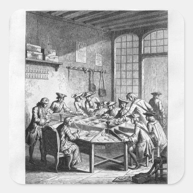 Interior of the Small Post Office in Paris Square Sticker (Front)