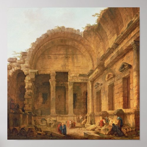 Interior of the Temple of Diana at Nimes 1787 Poster