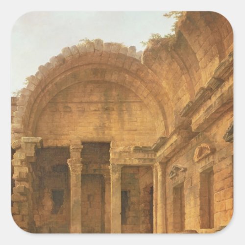 Interior of the Temple of Diana at Nimes 1787 Square Sticker