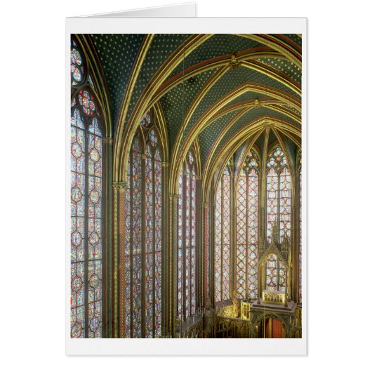 Interior of the upper chapel looking east, begun 1 cards (Front)