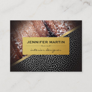 Interior Rustic Gold Metallic Dots Pattern Business Card