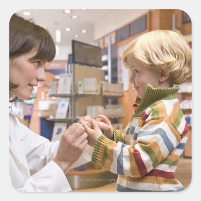 interior shots of a pharmacy square sticker (Front)