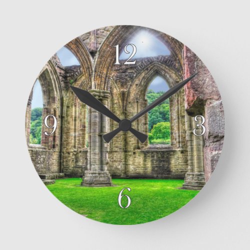 Interior View Cistercian Tintern Abbey Wales UK Round Clock