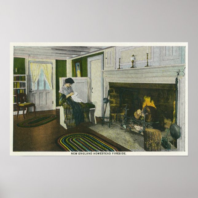 Interior View of a New England Homestead Poster (Front)