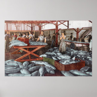 Interior View of a Salmon Cannery Poster