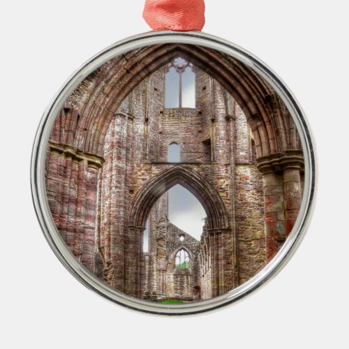 Interior View of Ancient Tintern Abbey Wales UK Metal Ornament