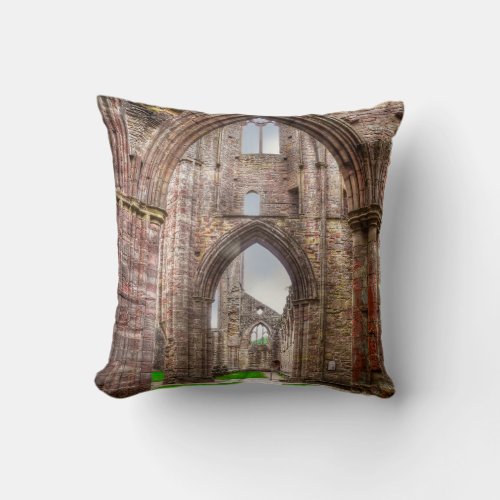 Interior View of Ancient Tintern Abbey Wales UK Throw Pillow