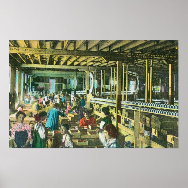 Interior View of Flickenger's Orchard Cannery Poster (Front)