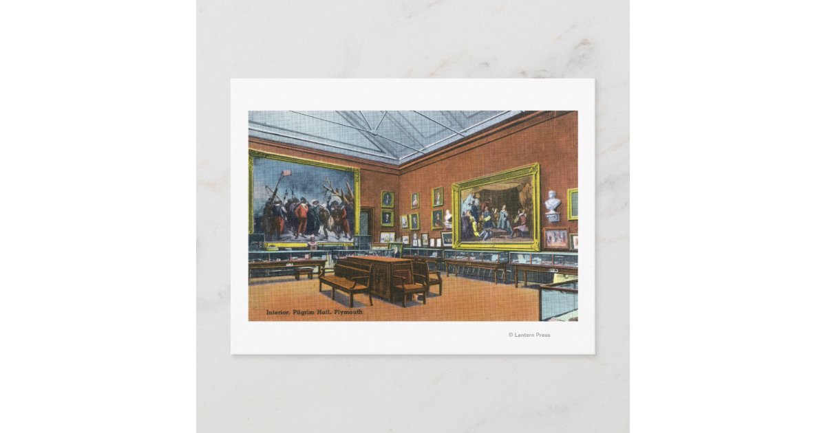 Interior View of Pilgrim Hall Postcard | Zazzle