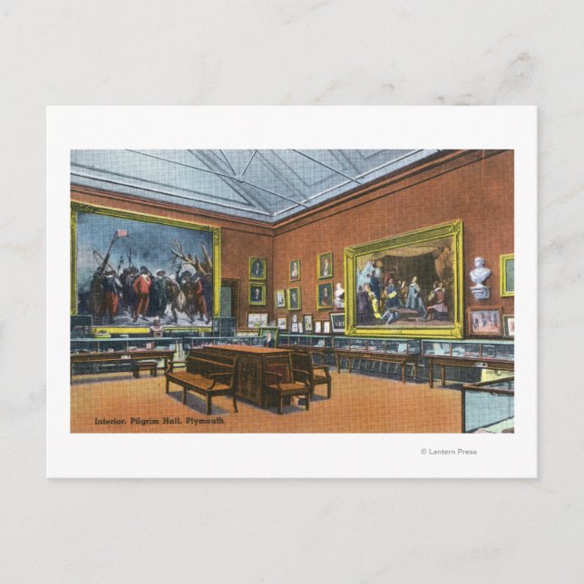 Interior View of Pilgrim Hall Postcard (Front)