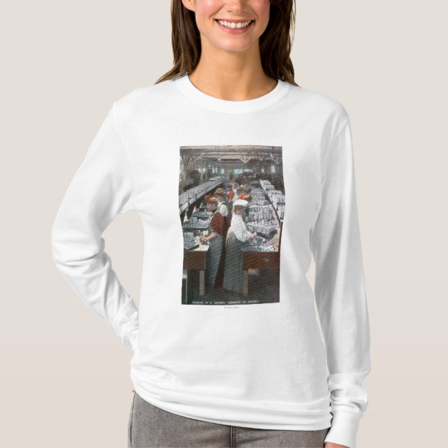 Interior View of Salmon Cannery Workers T-Shirt (Front)