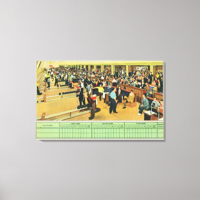 Interior View of Sunset Bowling Center 2 Canvas Print (Front)