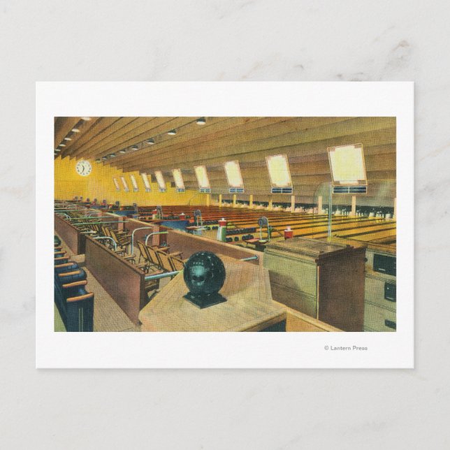 Interior View of Sunset Bowling Center 2 Postcard (Front)