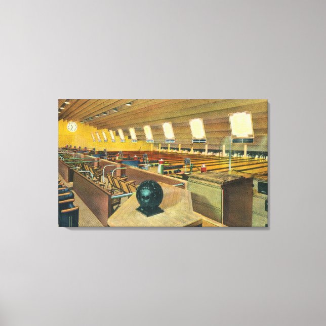 Interior View of Sunset Bowling Center Canvas Print (Front)