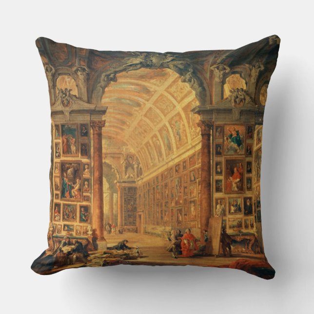 Interior View of The Colonna Gallery, Rome (oil on Throw Pillow (Front)