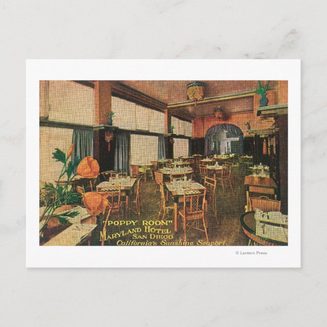 Interior View of the Poppy Room at Maryland Hote Postcard (Front)