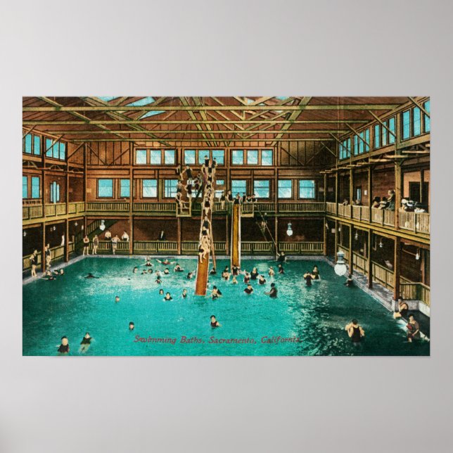 Interior View of the Swimming Baths Poster (Front)