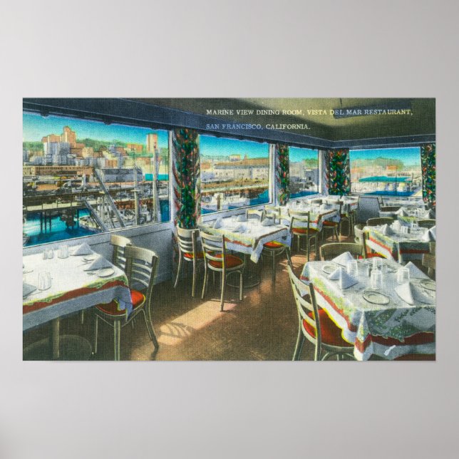Interior View of the Vista del Mar Restaurant Poster (Front)