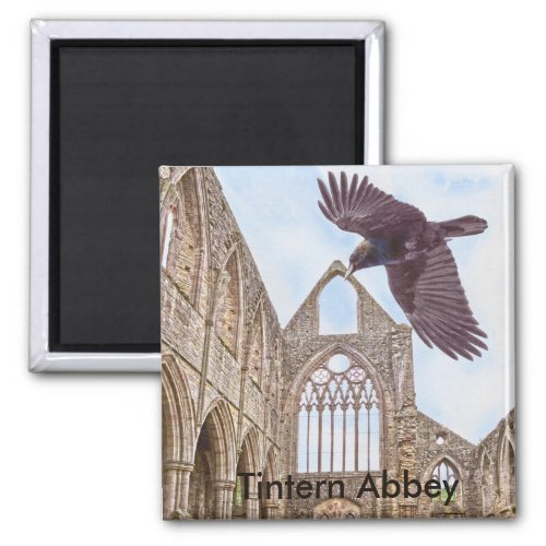 Interior View of Tintern Abbey w Crow _ Wales UK Magnet