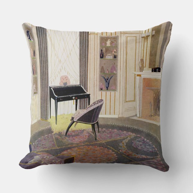 Interior with furniture designed by Ruhlmann, from Throw Pillow (Front)