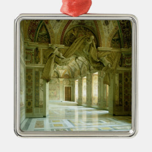 Interior with view of sculpted angels metal ornament