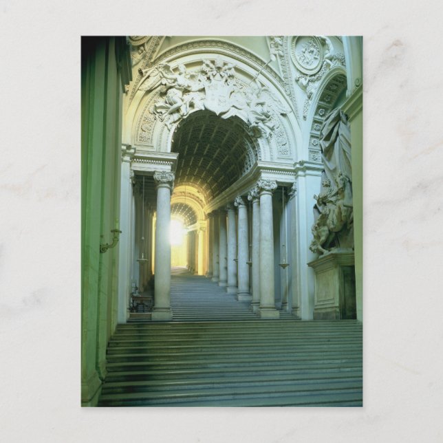 Interior with view of the staircase postcard (Front)