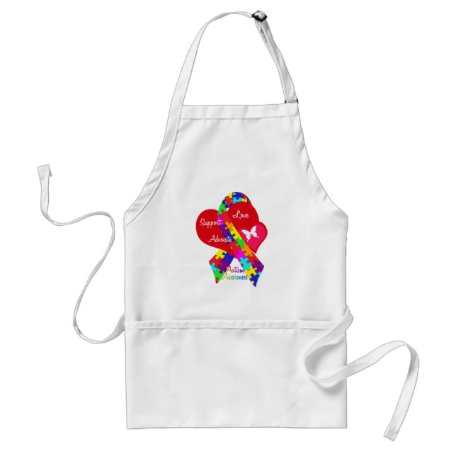 Interlaced Autism Ribbon Adult Apron (Front)