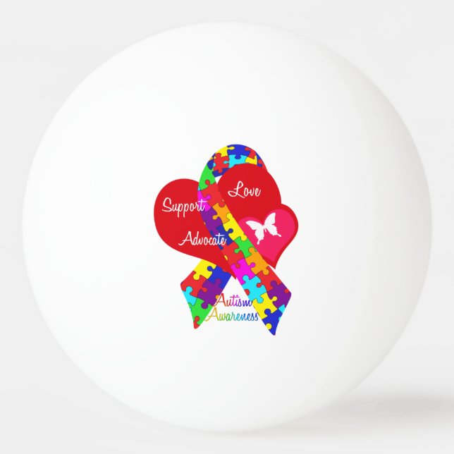 Interlaced Autism Ribbon Ping Pong Ball (Front)