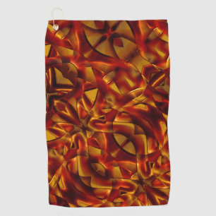 Interlacing of burnt orange tapes, sculpted effect golf towel