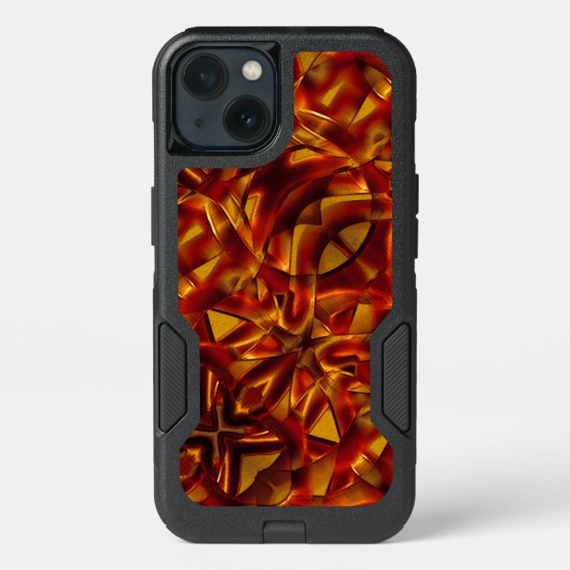 Interlacing of burnt orange tapes, sculpted effect otterbox iPhone case (Back)