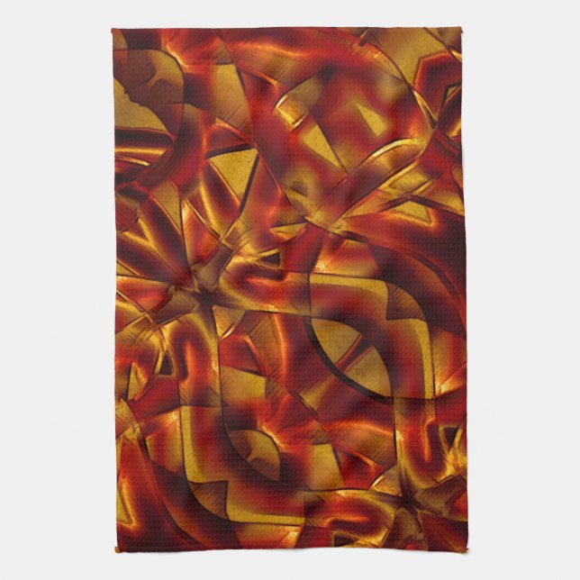 Interlacing of burnt orange ties kitchen towel (Vertical)