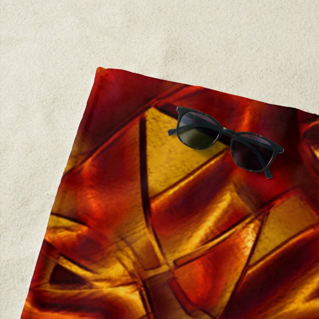 Interlacing of burnt orange ties, sculpted effect beach towel (In Situ)