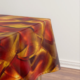 Interlacing of burnt orange ties, sculpted effect tablecloth