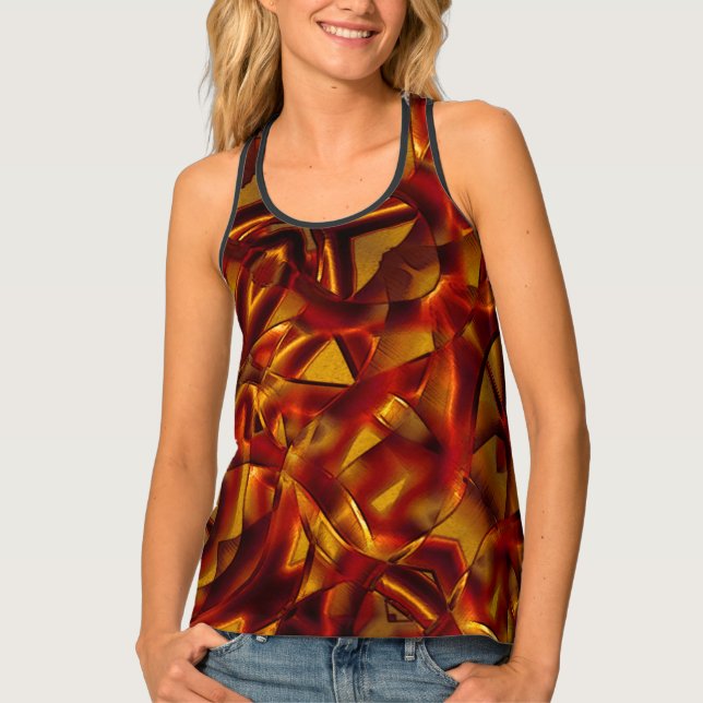 Interlacing of burnt orange ties, sculpted effect tank top (Front)