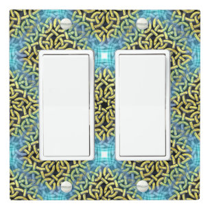 Interlacing Victorian Golden Trim Aqua Background Light Switch Cover