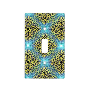 Interlacing Victorian Golden Trim Aqua Background Light Switch Cover