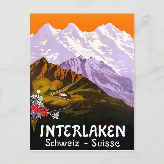 Interlaken city under the Switzerland mountains Postcard (Front)