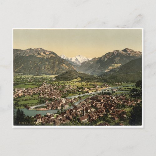 Interlaken Switzerland Aerial View Vintage Postcard