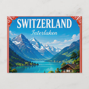 🏔️ Interlaken Switzerland Alpine Vacation Memory  Postcard