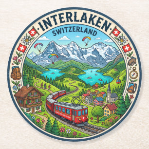 Interlaken Switzerland Round Paper Coaster