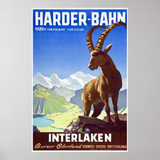 Interlaken,Switzerland,Ski Travel Poster