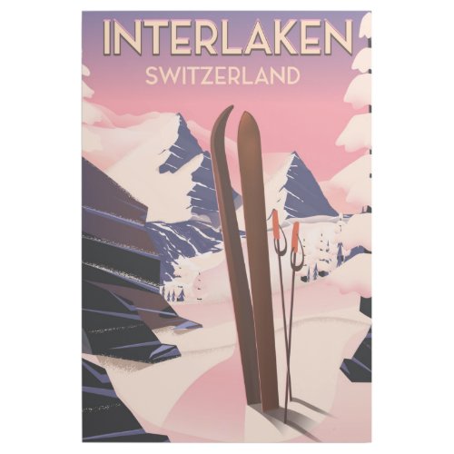 Interlaken Switzerland Ski travel poster Gallery Wrap