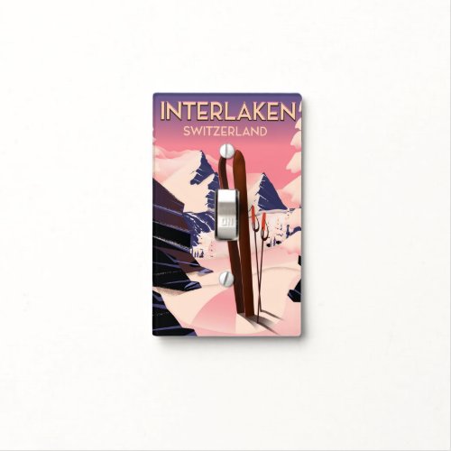 Interlaken Switzerland Ski travel poster Light Switch Cover